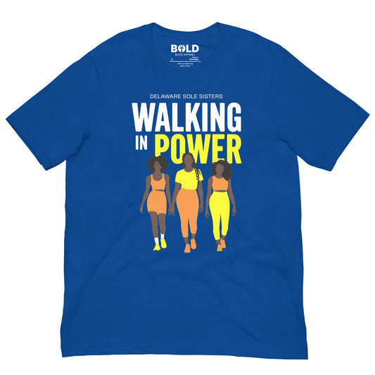 Unisex Delaware Sole Sister Walking in Power T-Shirt - Bold Black Apparel