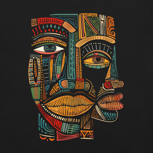 Abstract African Mask Cubism Art T-Shirt