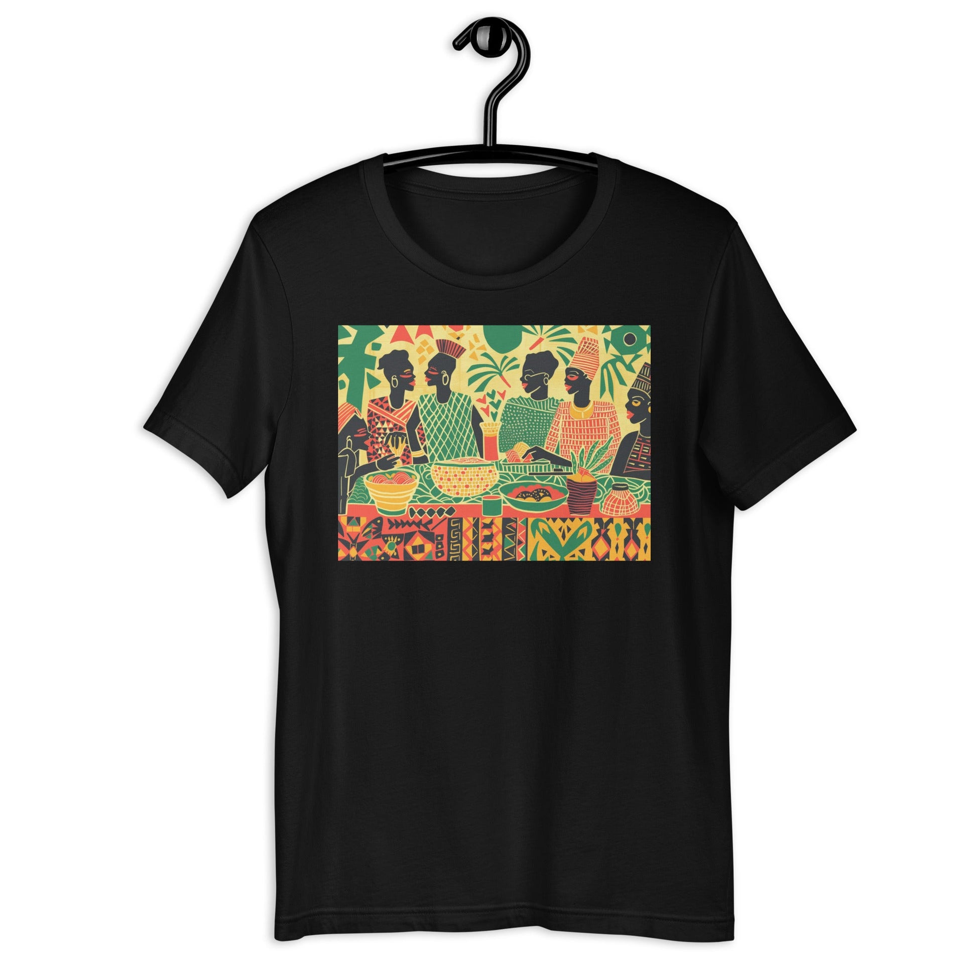 West African Dinner Scene T-Shirt - Bold Black Apparel