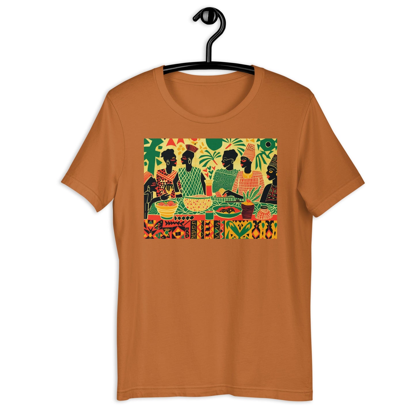 West African Dinner Scene T-Shirt - Bold Black Apparel