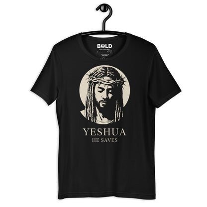 YESHUA He Saves T-Shirt - Bold Black Apparel